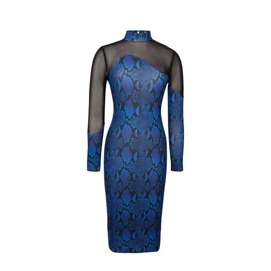 Blue Snake Print Dress