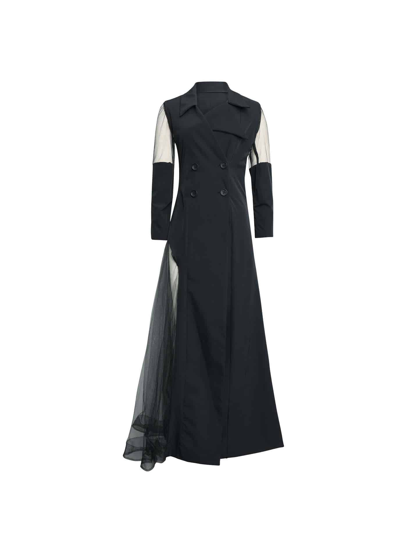 Formal Deconstracted Coat Tailored In Nylon And Tulle designer dress, dress, evening dress, evening gown, Formal Deconstracted Coat Tailored In Nylon And Tulle, HERS, womenfashion, womenstyle, womenswear Vidi Blak 