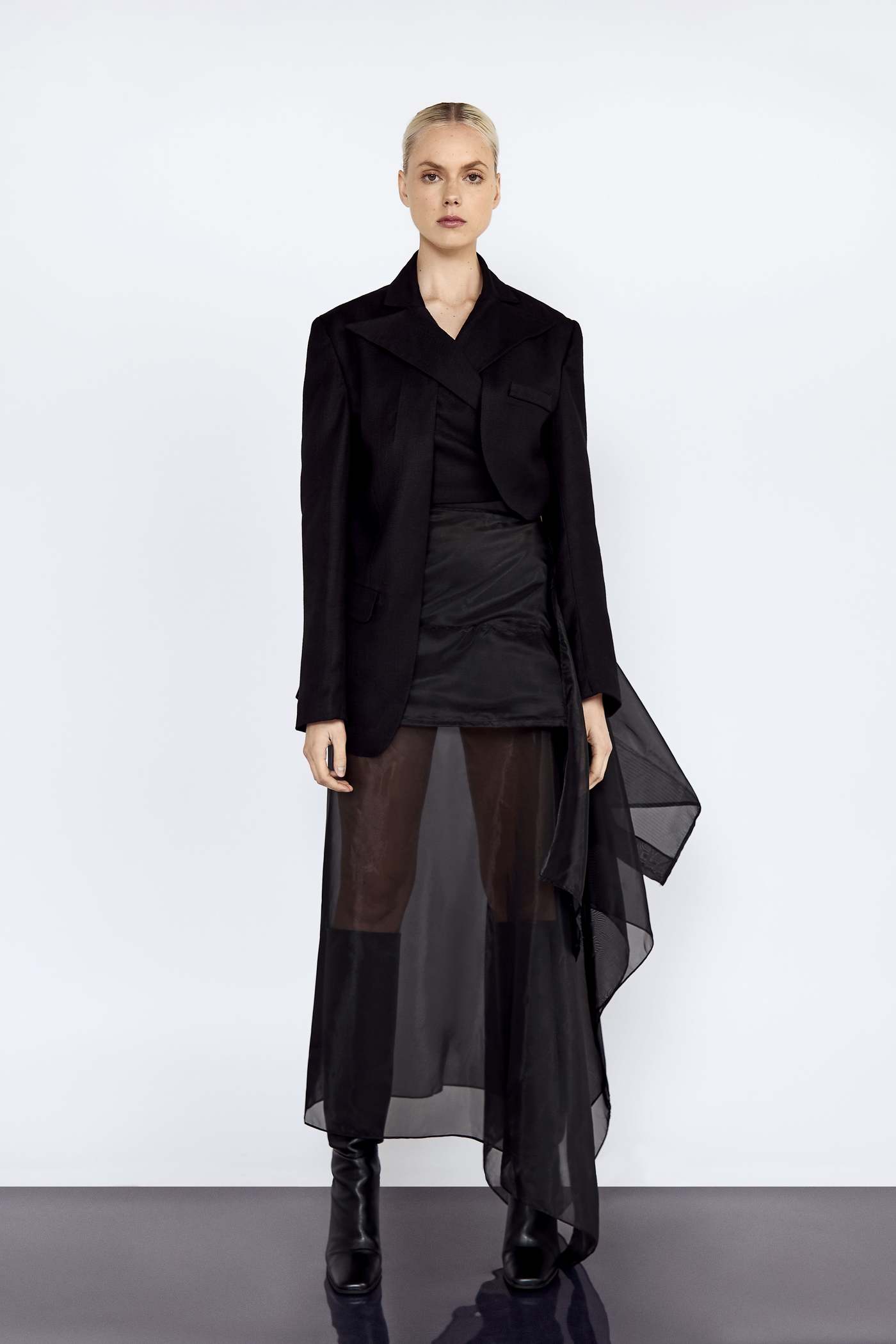 Hers Black Asymmetric Jacket with Wrap-Around Front assymetric jacket, HERS, Jacket, Tailored Wrap-a-round Jacket, Women's Fashion, womenfashion, womens jacket, womenstyle, womenswear Vidi Blak 