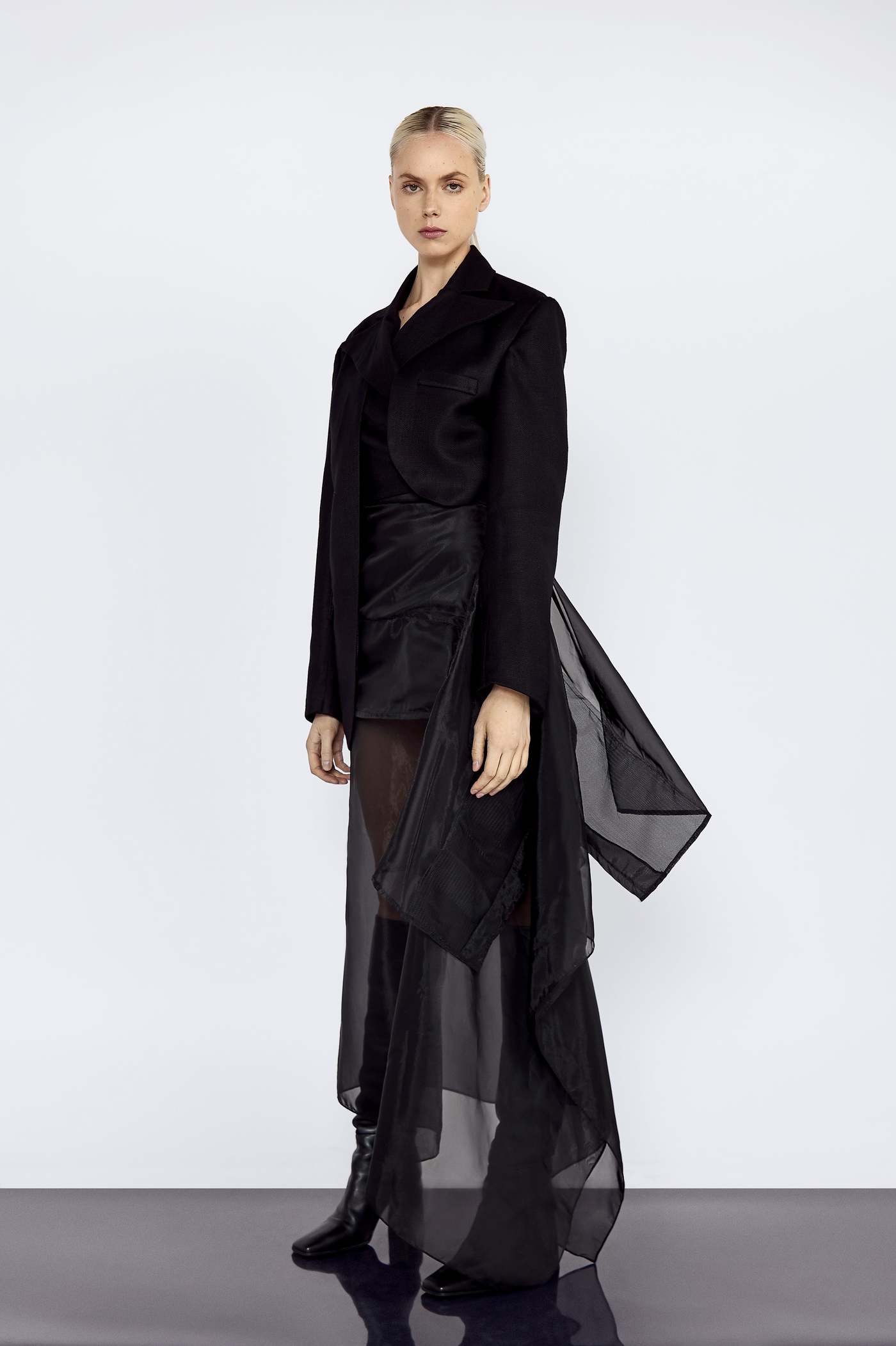 Hers Black Asymmetric Jacket with Wrap-Around Front assymetric jacket, HERS, Jacket, Tailored Wrap-a-round Jacket, Women's Fashion, womenfashion, womens jacket, womenstyle, womenswear Vidi Blak 