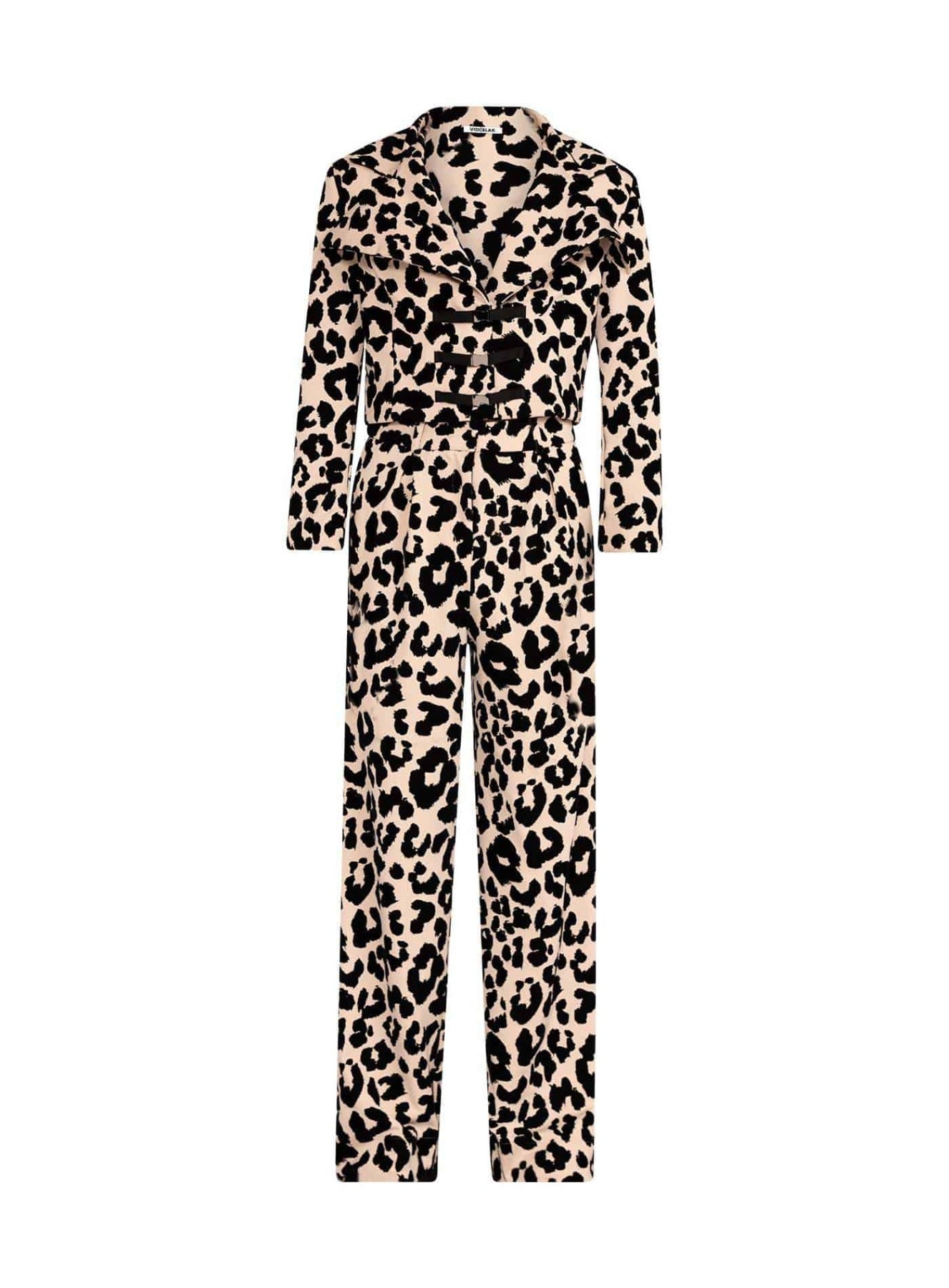 Leopard Print  Two Piece Jacket with Wide Leg Trousers