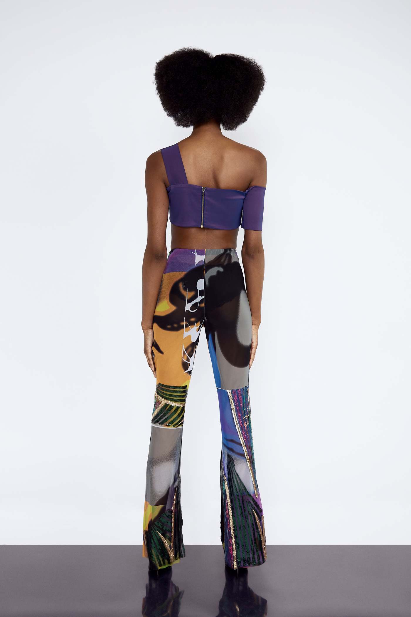 Multicolour Embroidery Flare Trousers cotton, embroidery, flare, luxury, Multicolour Embroidery Flare Trousers: multicolour, organic, silk, sustainable, trousers, Vidi Blak Vidi Blak 