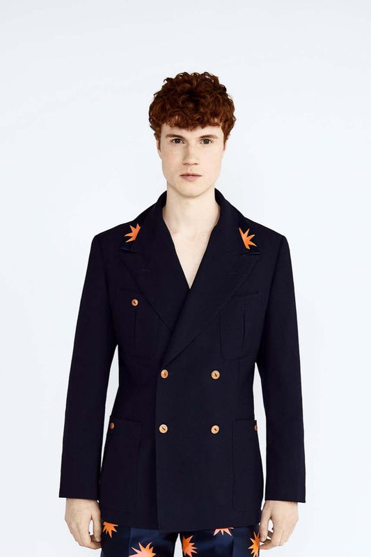 Navy Double-Breasted Jacket blazer, designer jacket, jacket, mensware, menswear, tailored jacket Vidi Blak 