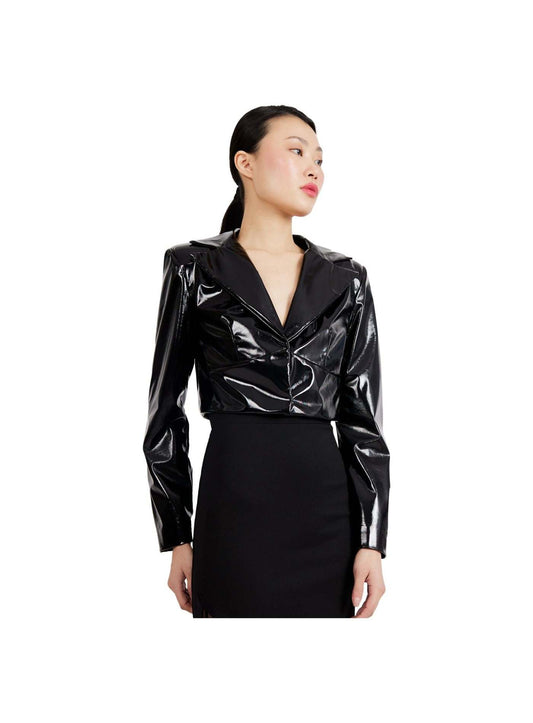 Patent Foux Leather Jacket HERS, Patent Foux Leather Jacket, Women's Fashion, womenfashion, womenstyle Vidi Blak 