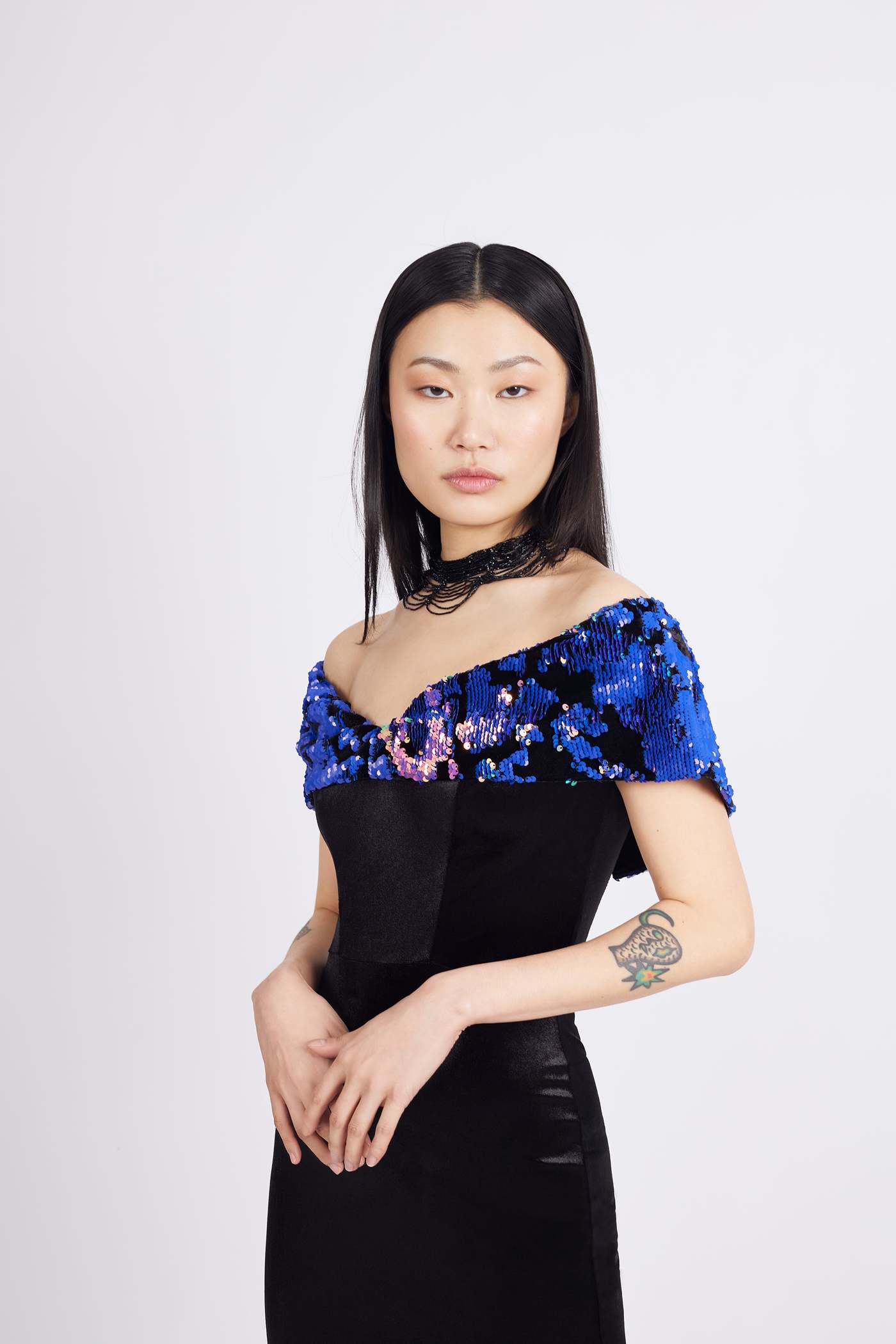 Velvet Cocktail Dress | Sequin Embellished Black Silk Velvet Cocktail Dress with Sequin Embellished Neckline, Couture Fashion, designer dress, dress, evening dress, eveningwear, formalattire, HERS, High-End Attire, luxuryfashion, Modern Classic, sequinembellishments, silkvelvetdress, Vidi Blak Collection, Women's Fashion, womenfashion, womenstyle Vidi Blak 