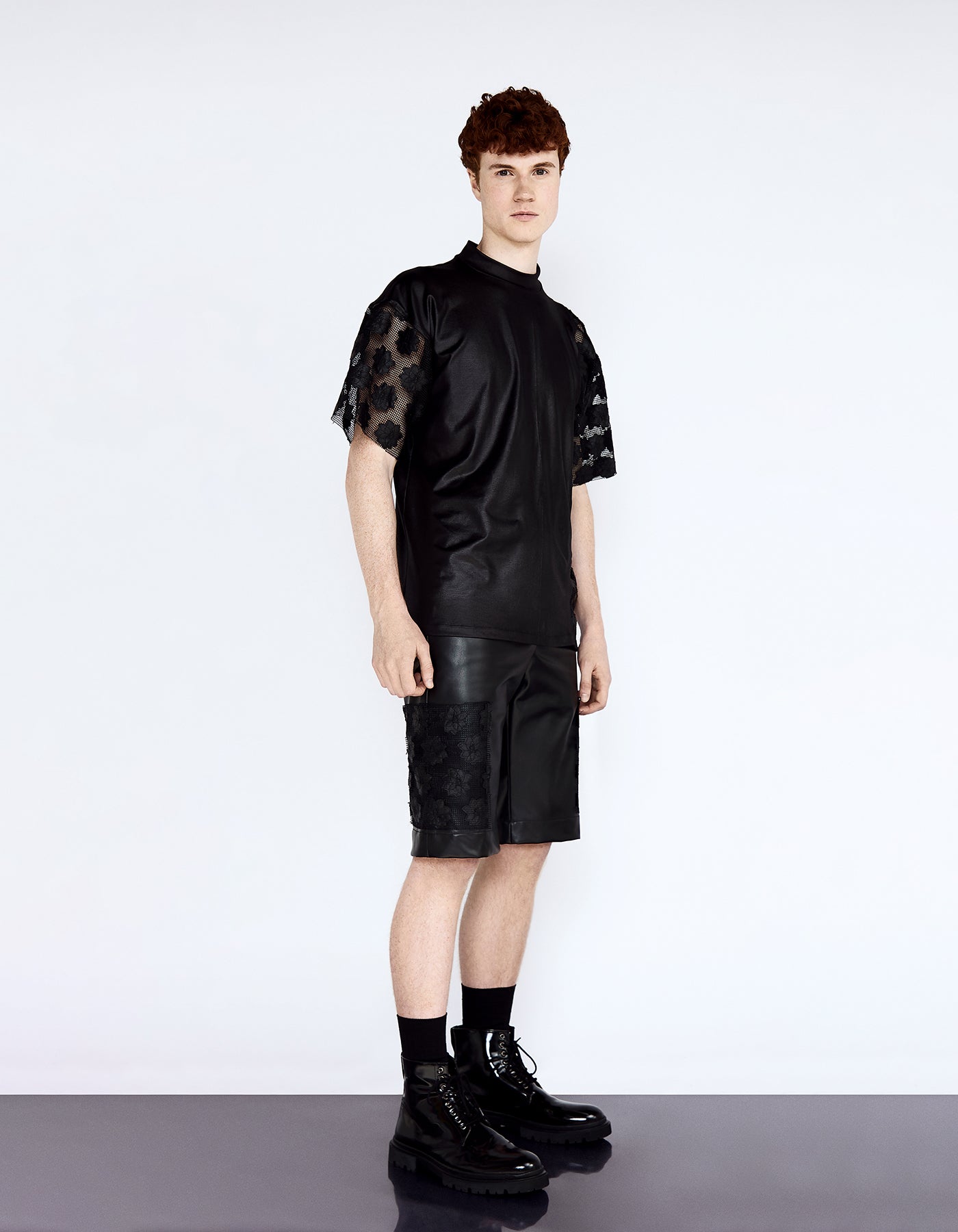 Two-Piece Vegan Leather Set Top and Shorts