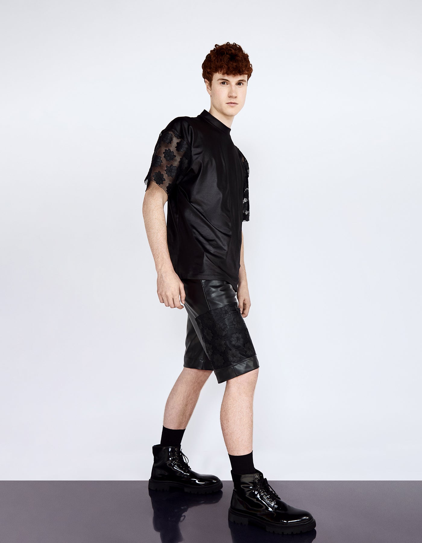 Two-Piece Vegan Leather Set Top and Shorts