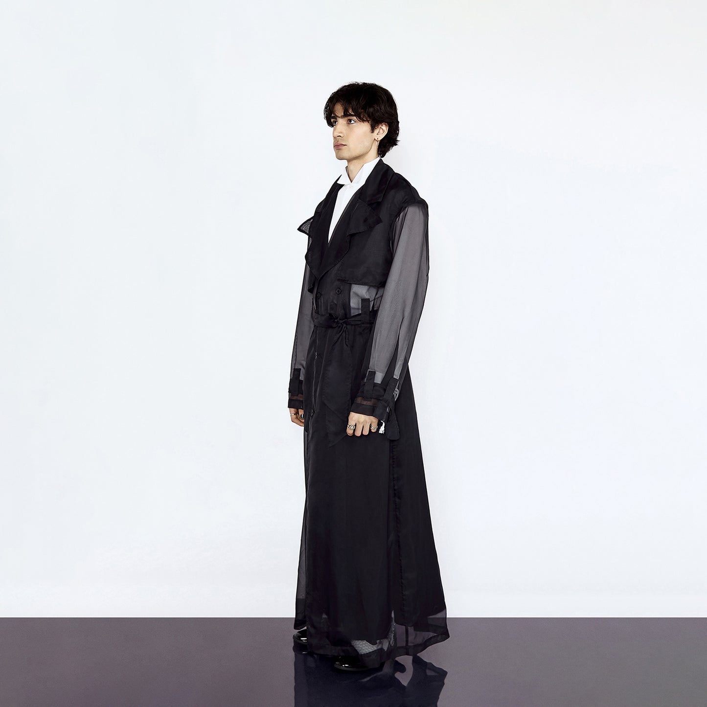 Floor Length Chiffon Trench