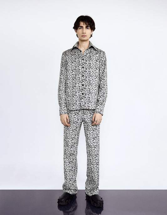 Snow Leopard Buttondown Shirt and Tailored Trousers Set