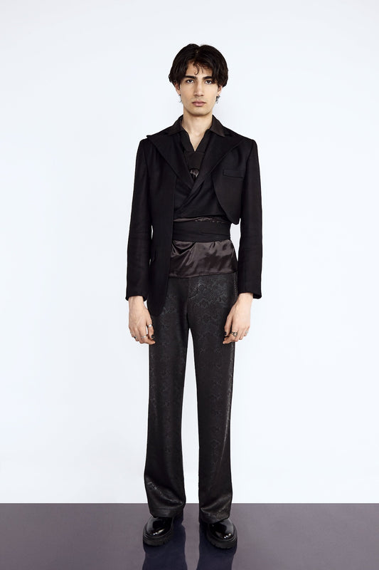 His Black Asymmetrical Tailored Jacket Modern Twist on Classic